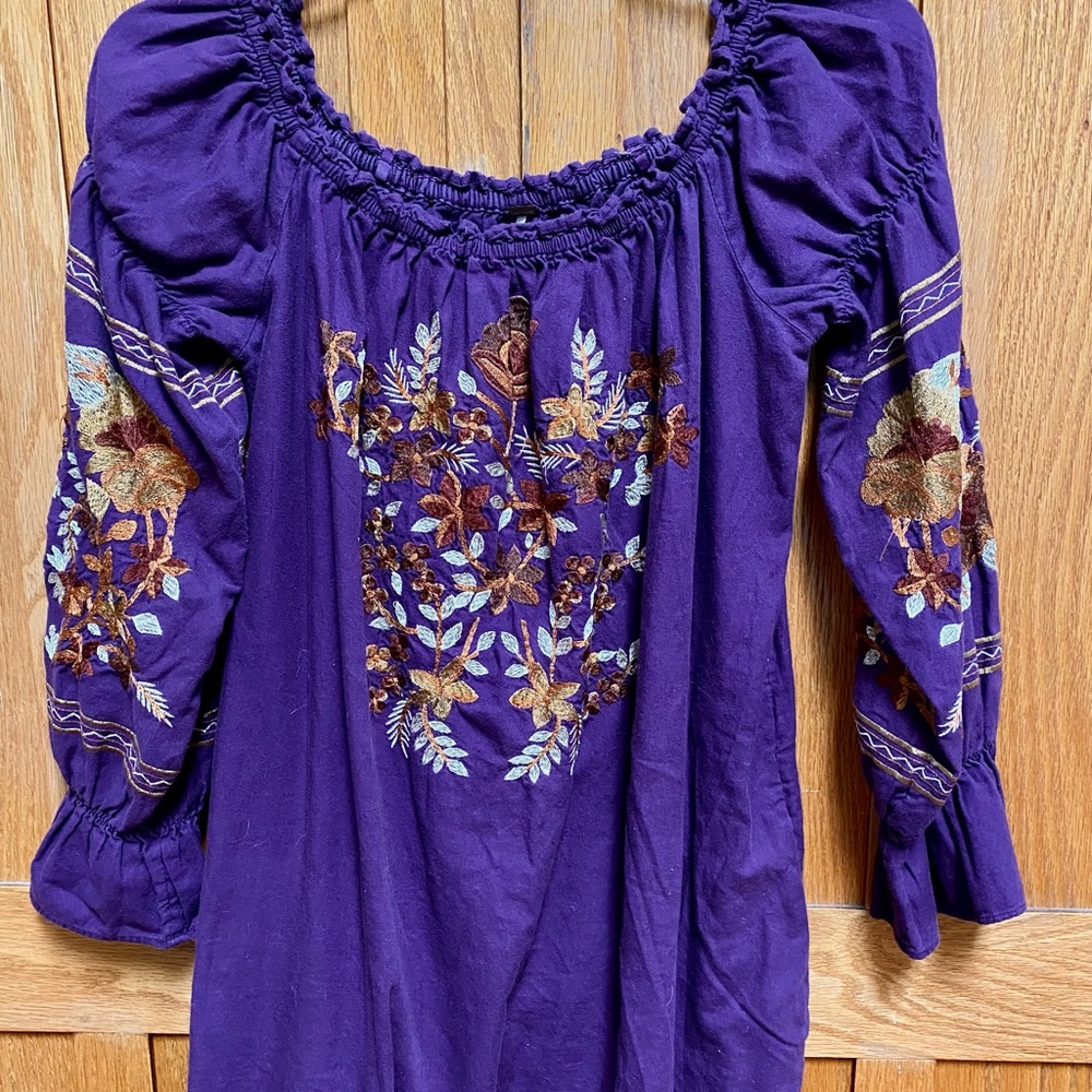 FREE PEOPLE embroidered Blouse S